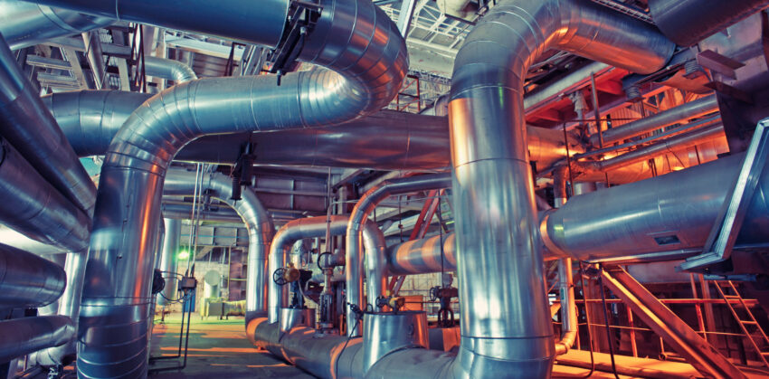 Equipment,,cables,and,piping,as,found,inside,of,a,modern